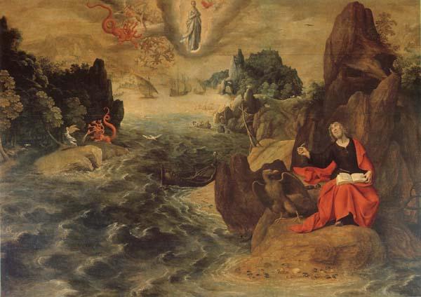 Tobias Verhaeght Landscape with john the Evangelist Writing the Book of Revelation on the Island of Patmos